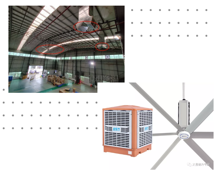 環(huán)?？照{(diào)+工業(yè)大風(fēng)扇高大廠房降溫通風(fēng)方案